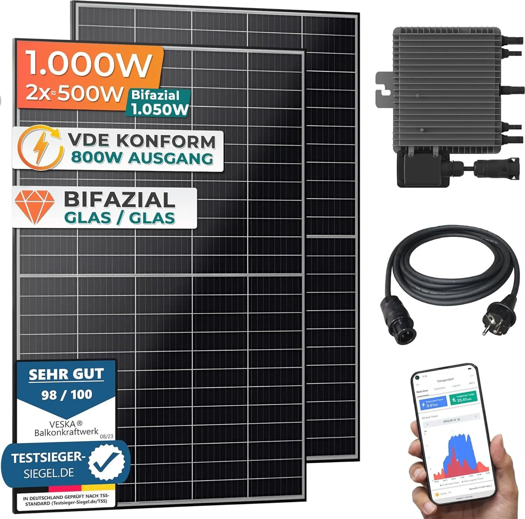Veska Balkonová elektrárna 1000 W – balkonová fotovoltaika